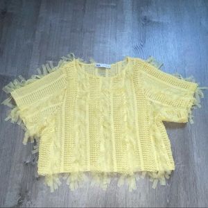 yellow zara crop top